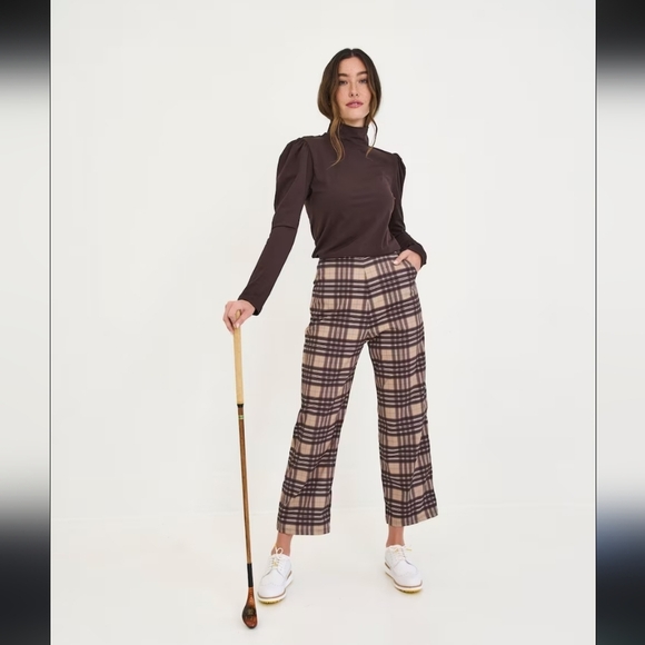 Byrdie Golf Social Kitty Trousers size Medium Plaid Pants